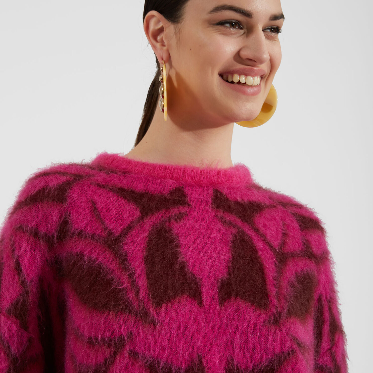 La Doublej Camden Jumper In Fuchsia & Bordeaux