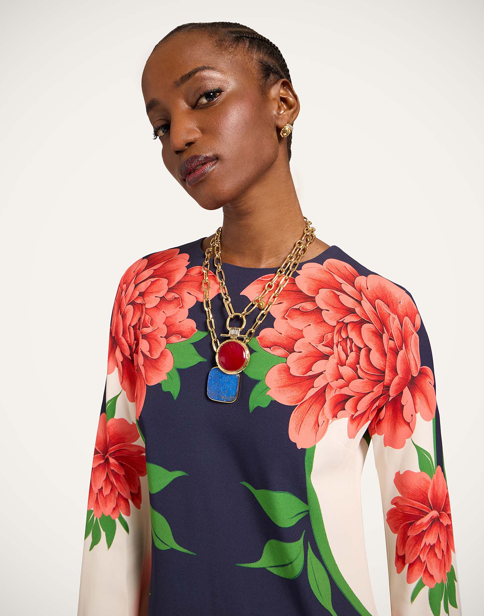 La DoubleJ Mini Supreme Swing Dress Queen Peony Plac&eacute;e Blue DRE0619SAB001QPE02BU03