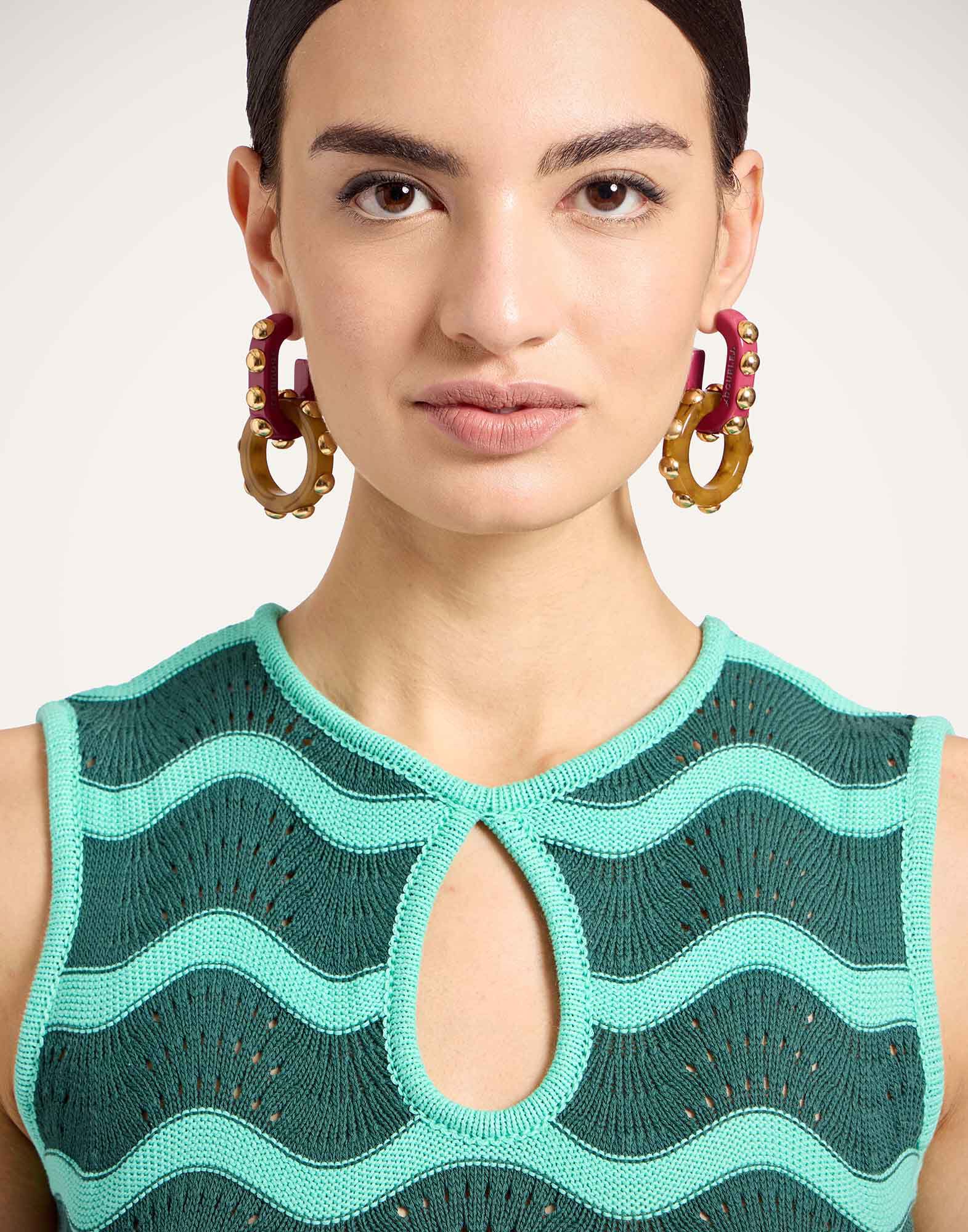 La DoubleJ Wavy Mini Dress Bicolor Mint & Dark Green DRE0502KNI203VA496GR11