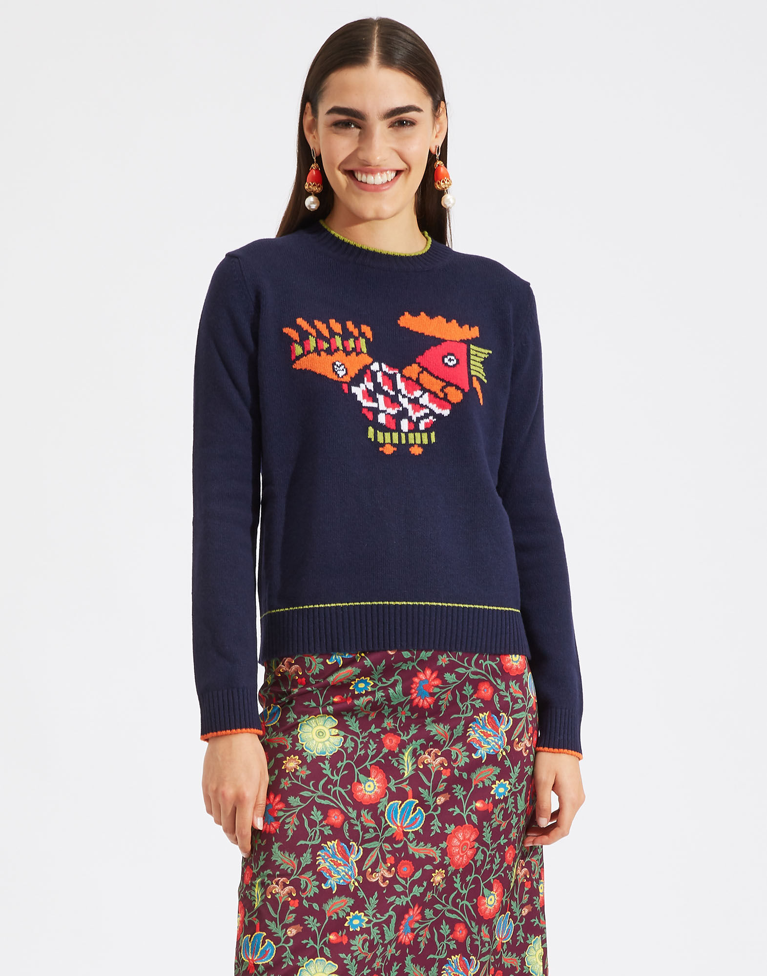 LaDoubleJ Intarsia Crew Neck Blu PUL0004KNI001BLU0001