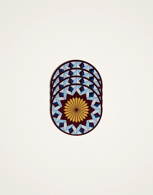 La DoubleJ Disk Coasters Set Of 4 Lotus Of Life Blue CST0009CRK001LOL01BU03