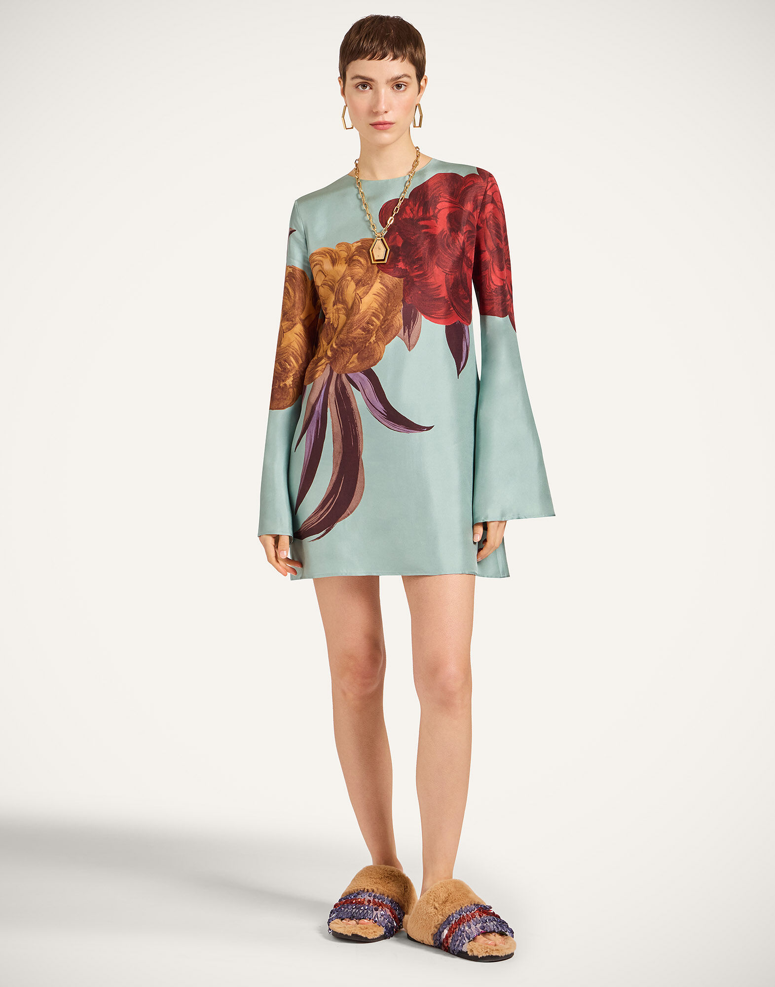 La DoubleJ Mini Supremes Swing Dress Peony Plac&eacute;e Light Blue DRE0619SIL001PEO06BU01