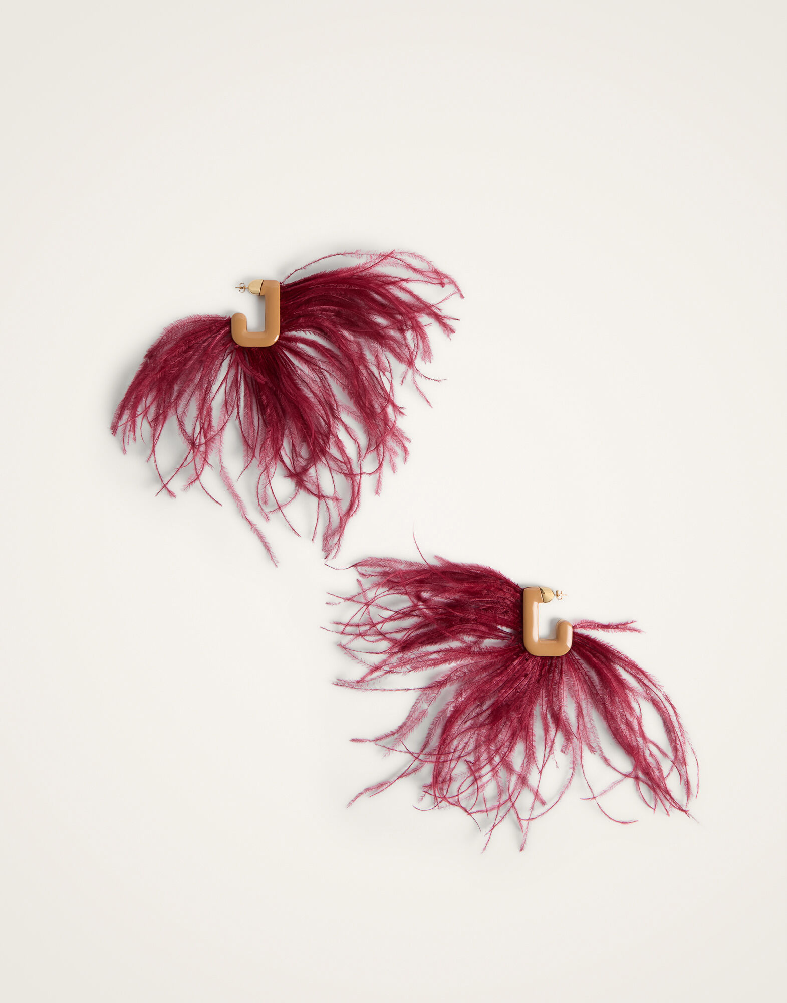 La DoubleJ Ostrich Earrings Resin And Ostrich Feathers EAR0083POL022SOLIDRE02