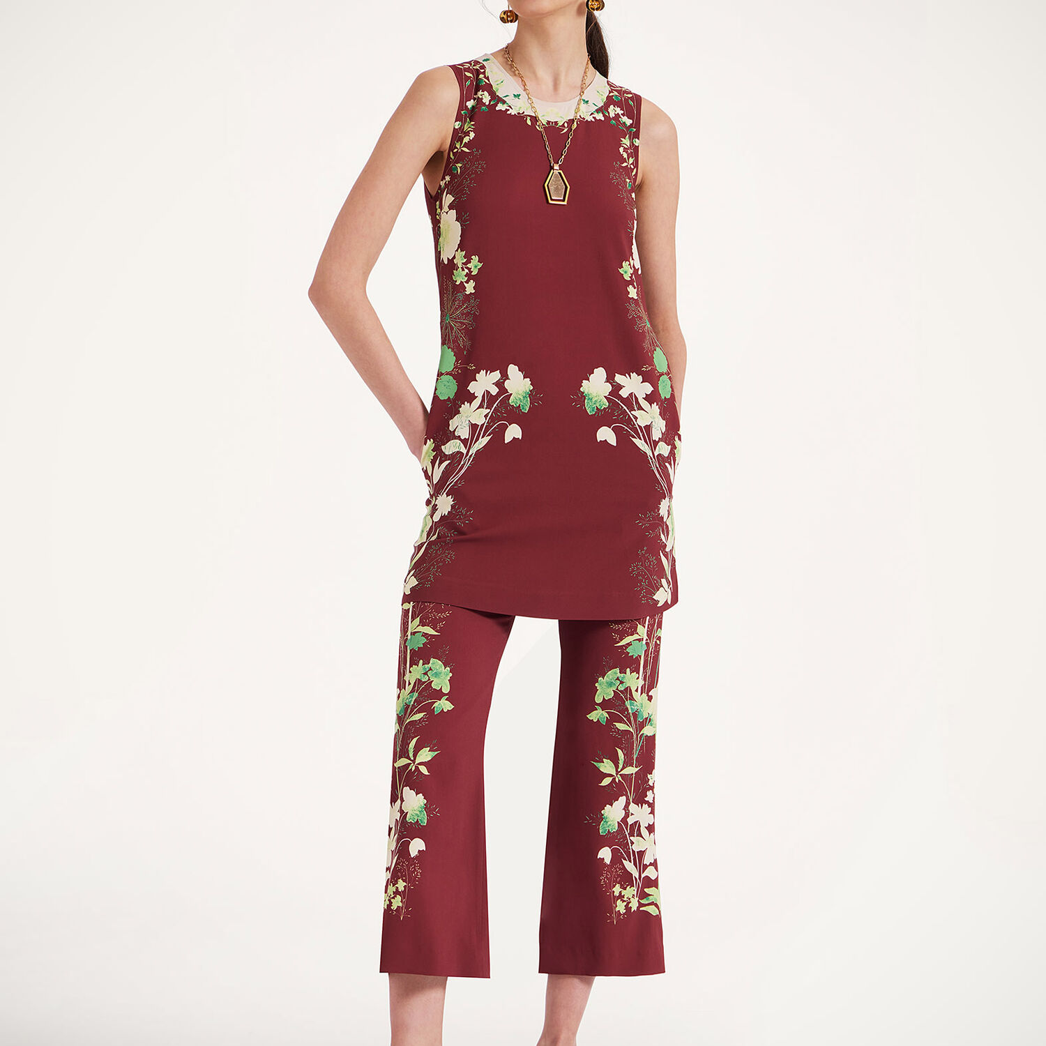 La Doublej Tunic-style Top In Woodland Placée Burgundy