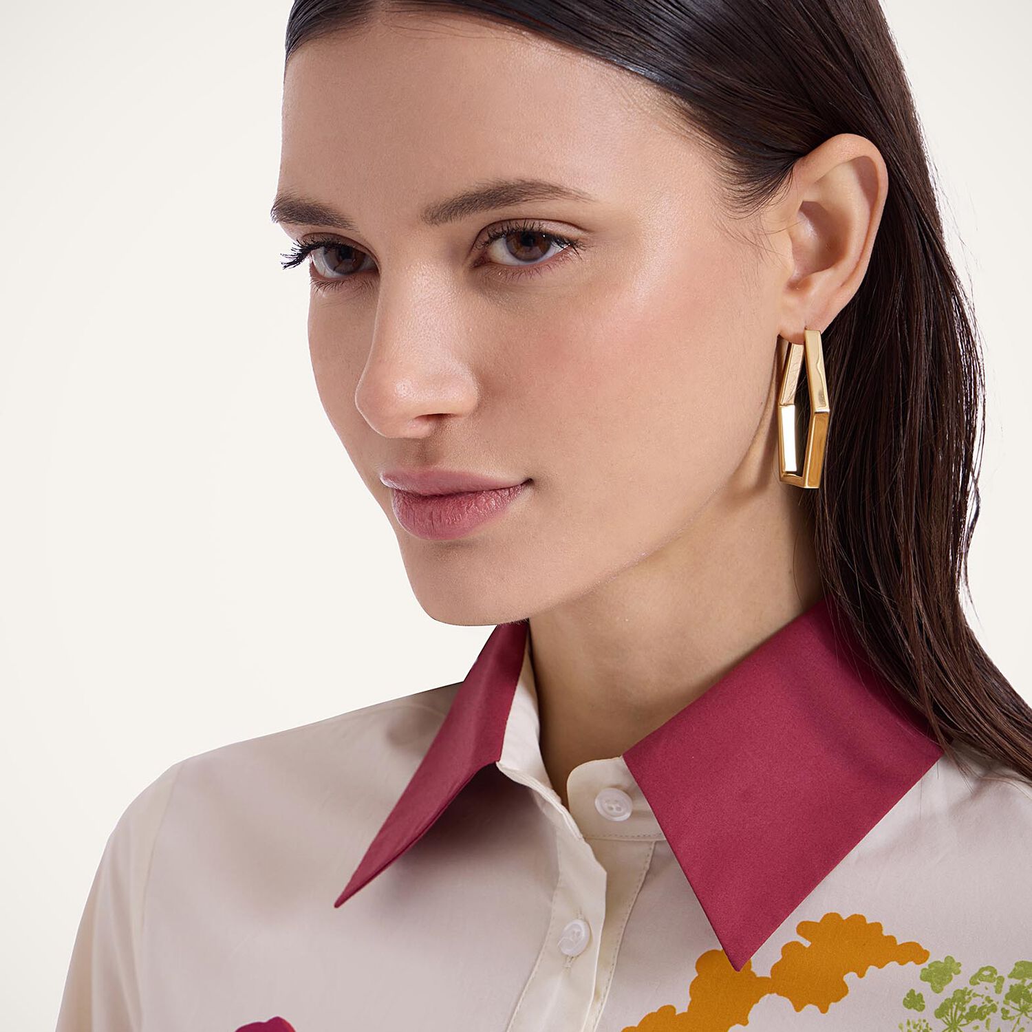 La Doublej Choux Floral Cotton Poplin Shirt Dress In Corsage Placée Ivory