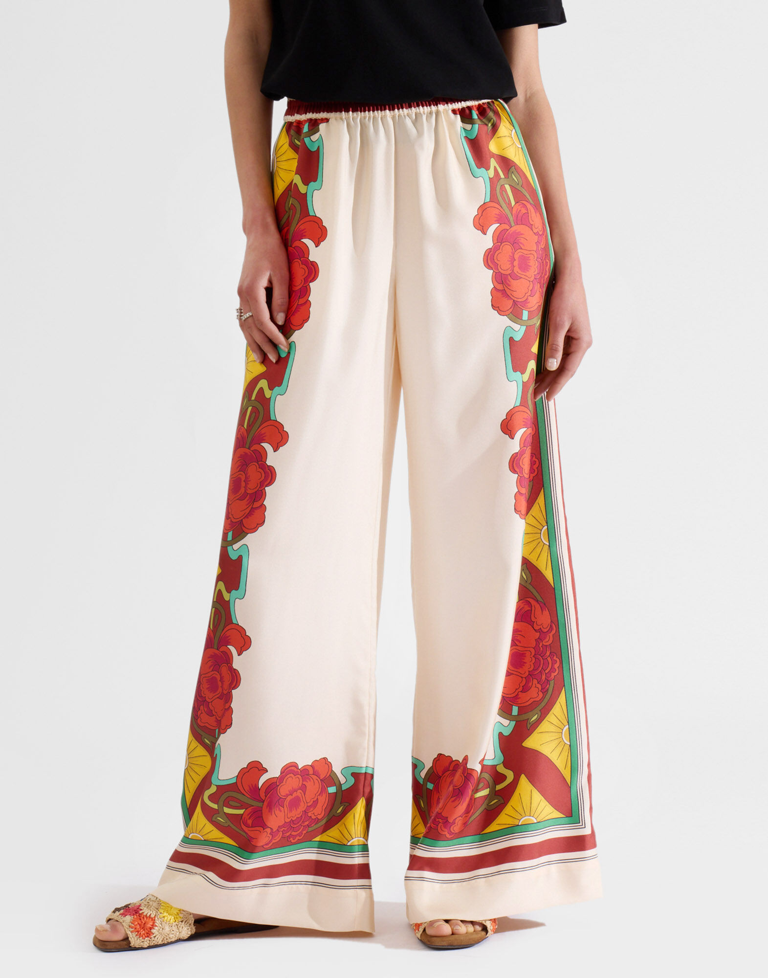 La DoubleJ Palazzo Pants Taormina Plac&eacute;e Ivory TRO0026SIL006LRT01WH04