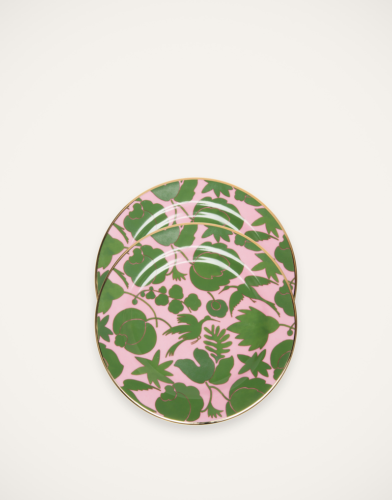 La DoubleJ Dessert Plate Set of 2 La DoubleJ Dessert Plate Set of 2 Wildbird Rosa/Verde DIS0023CER001CER0016