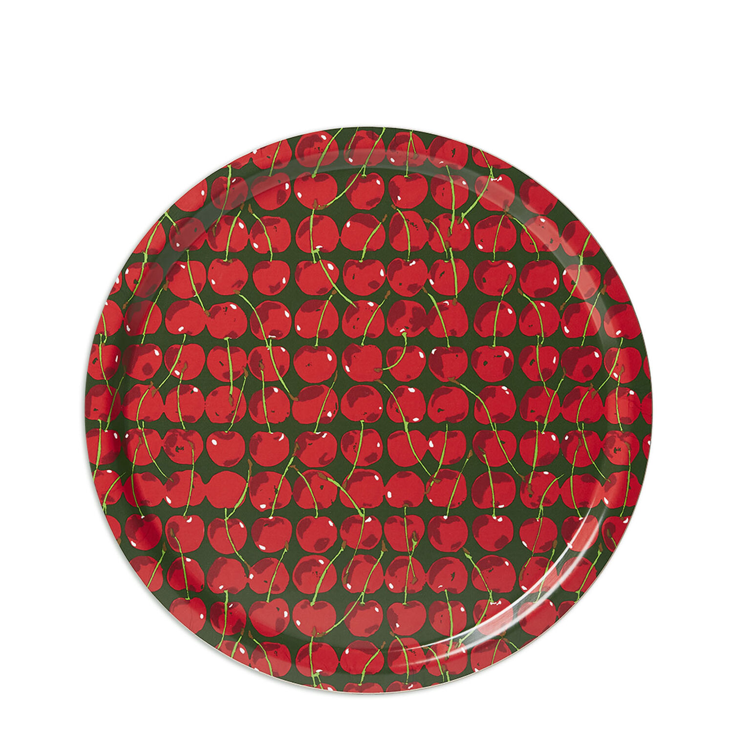 Shop La Doublej Round Printed Tray In Cherries Verde