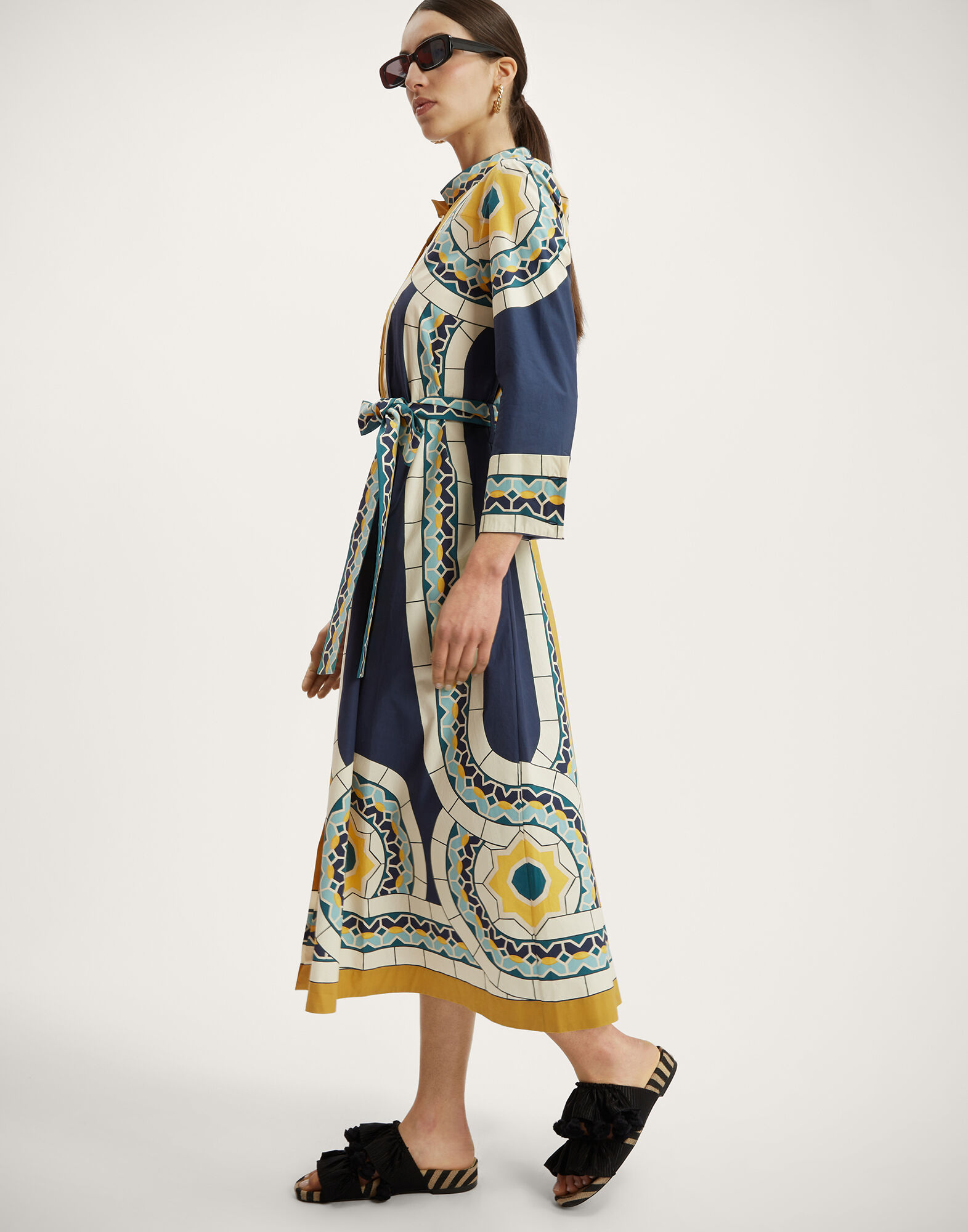 Sundowner Dress in Mudejar Placée Blue for Women | La DoubleJ