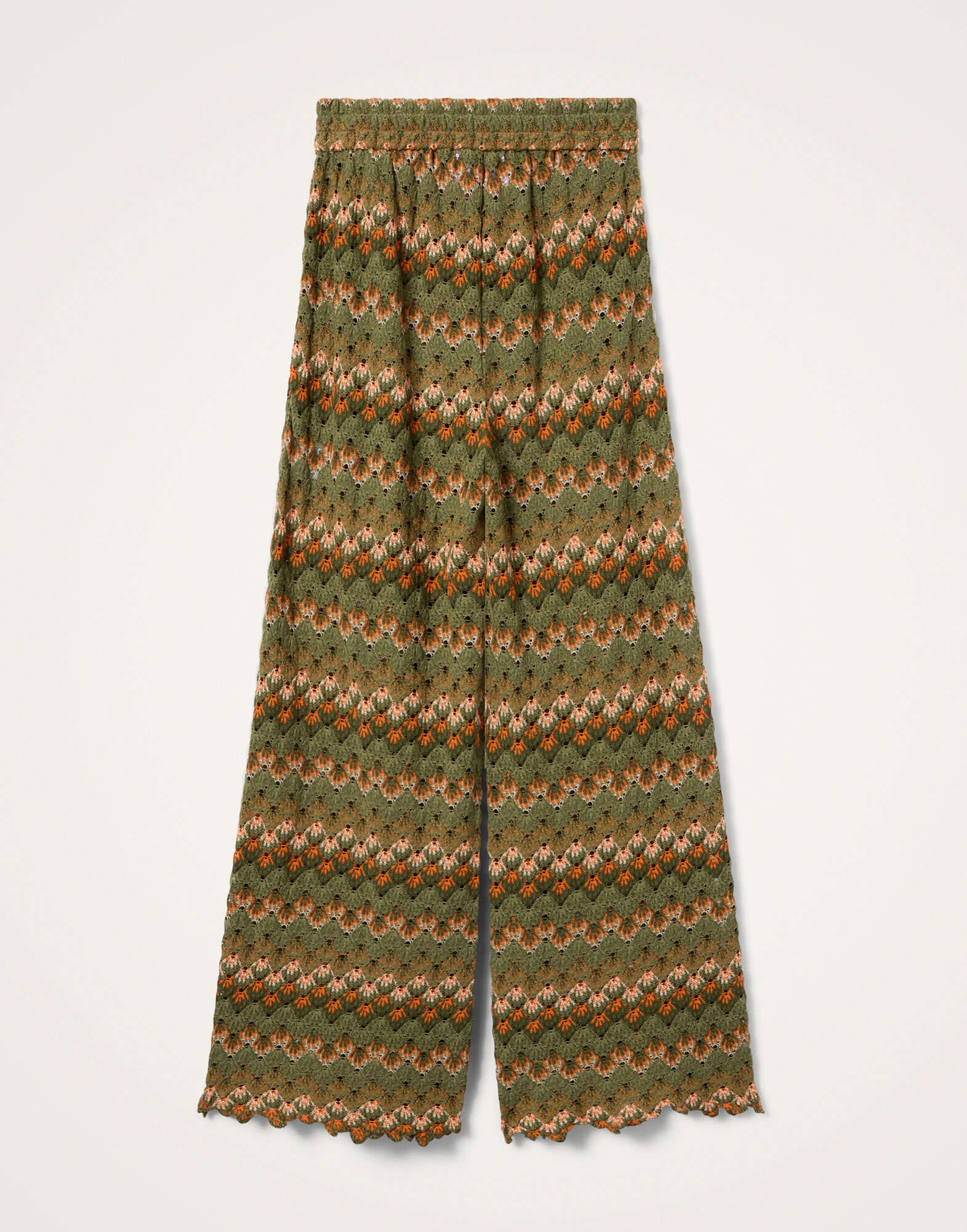 La DoubleJ Palazzo Pants Multicolor Green & Orange TRO0003COT091SOLIDGR02