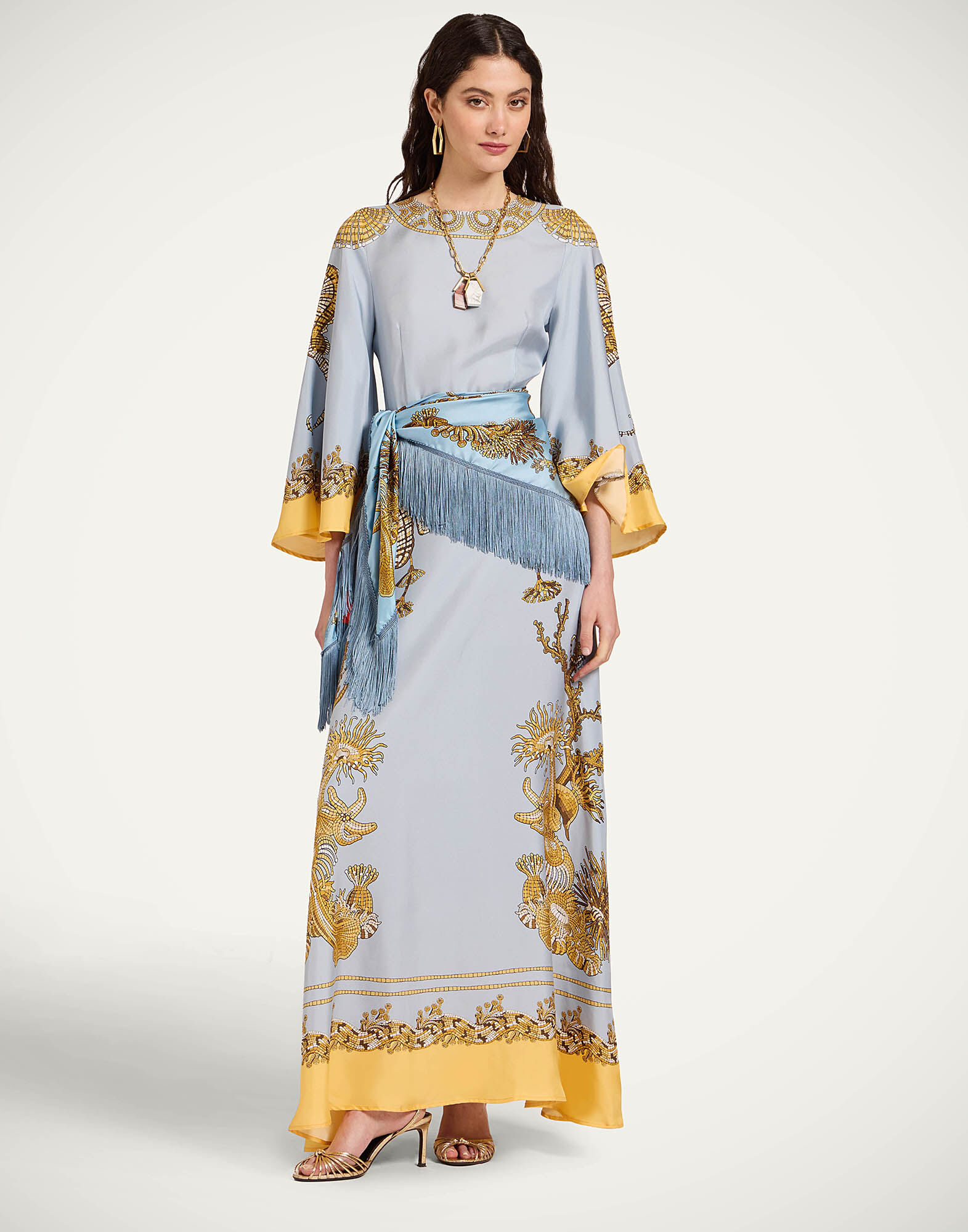 La DoubleJ Long Sorella Dress Oceania Plac&eacute;e Light Blue DRE0923SIL026OCE01BU01