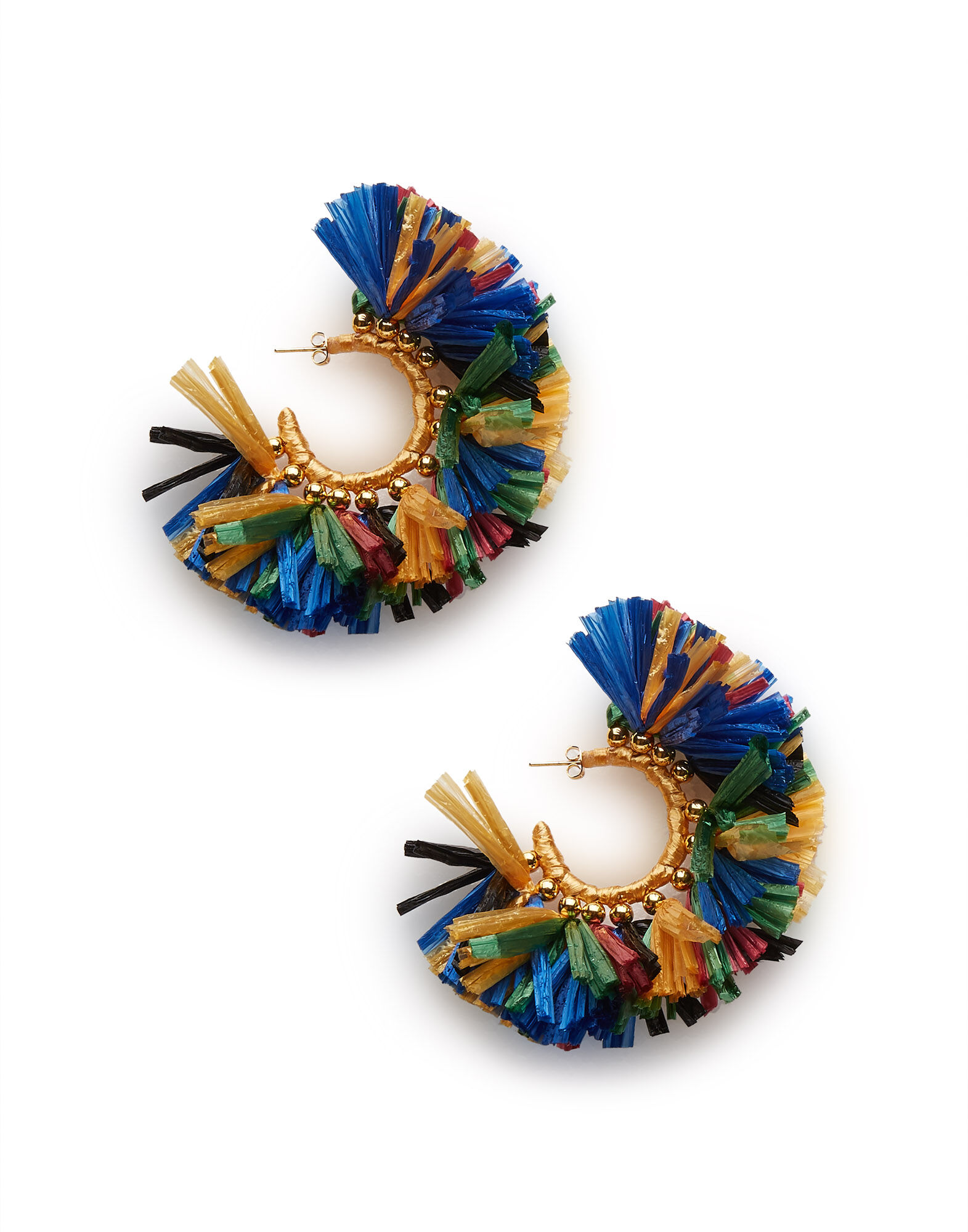 La DoubleJ Hoop Earrings Multicolor Blu/Verde EAR0023RAF001MUL0028