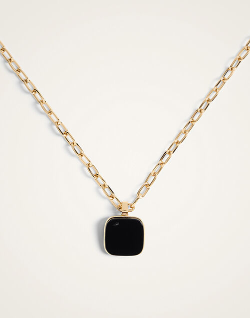 La DoubleJ Soul Pendant Necklace 24k Gold Plate & Onyx NEC0017BRA003ONY01YE05