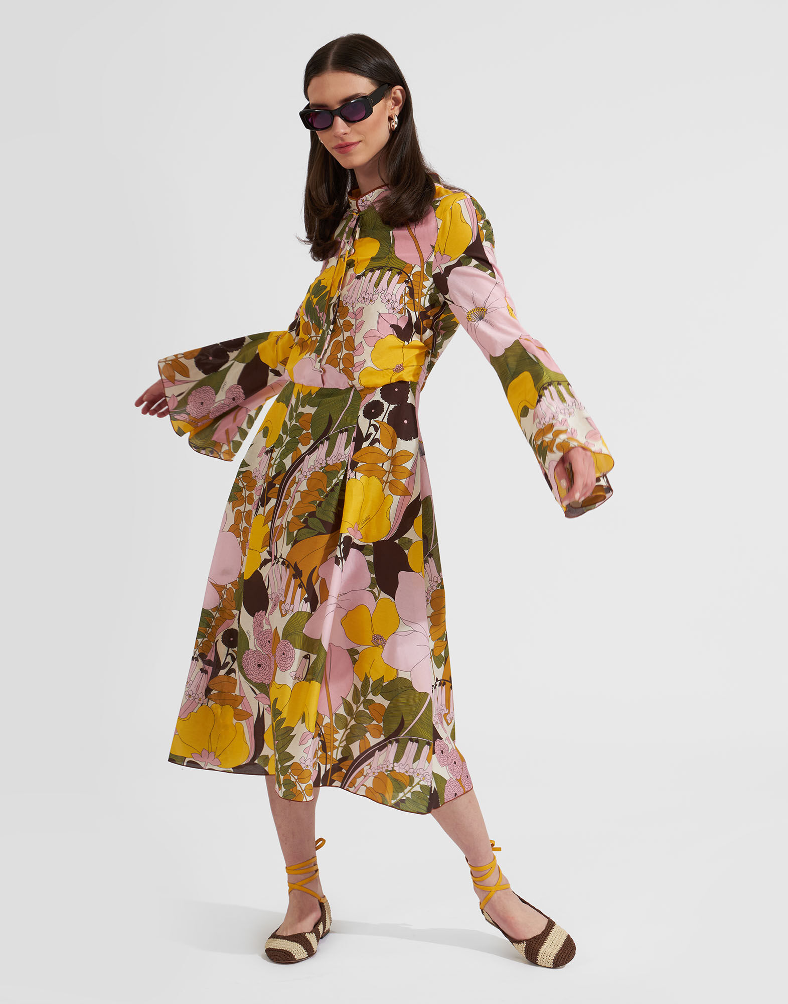 Casanova Midi Dress in Big Flower Rose for Women La DoubleJ