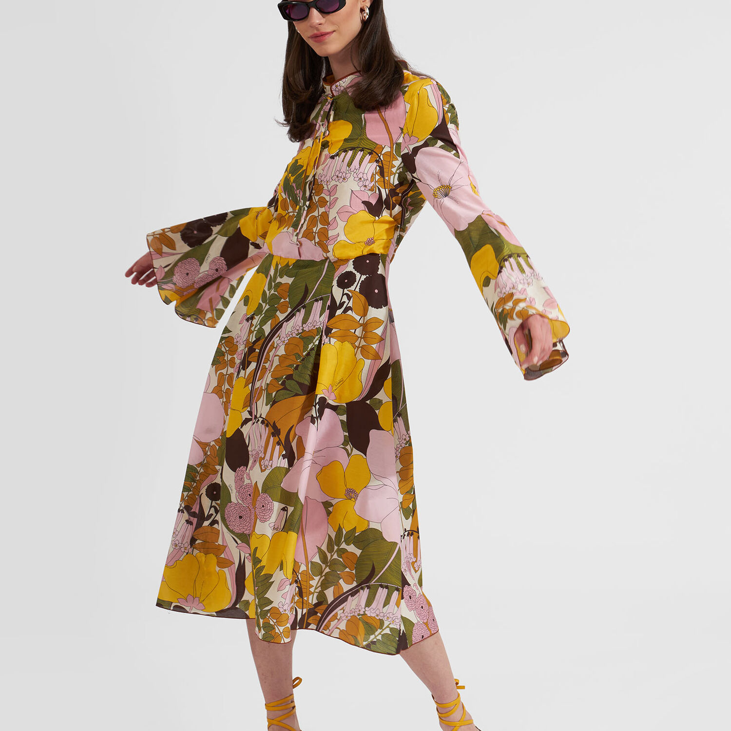 La Doublej Casanova Floral-print Midi Dress In Big Flower Rose