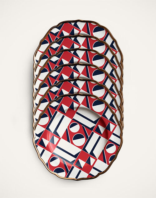 La DoubleJ Dessert Plates Set of 6 Geometrico DIS0021CER001GEO0001