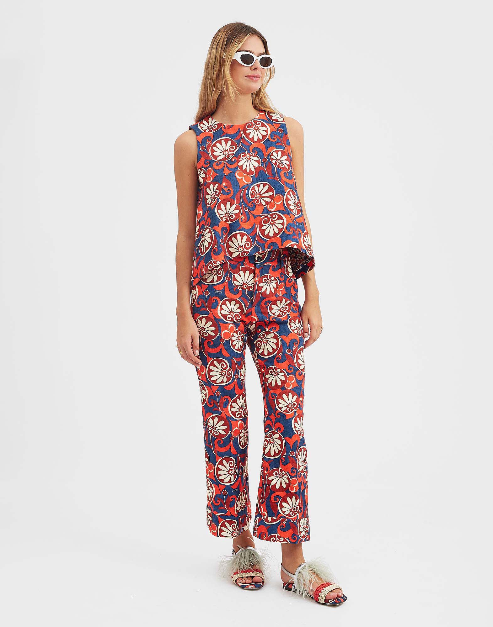 La DoubleJ Hendrix Pants Moonflower Navy TRO0014COT005MOO01BU06