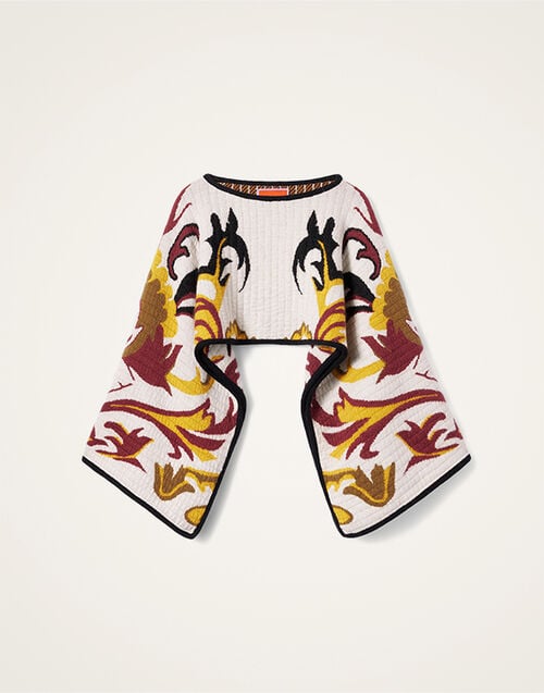 La DoubleJ In My Power Knit Stole Multicolor Ivory & Red SCA0082KNI177VA402BR05