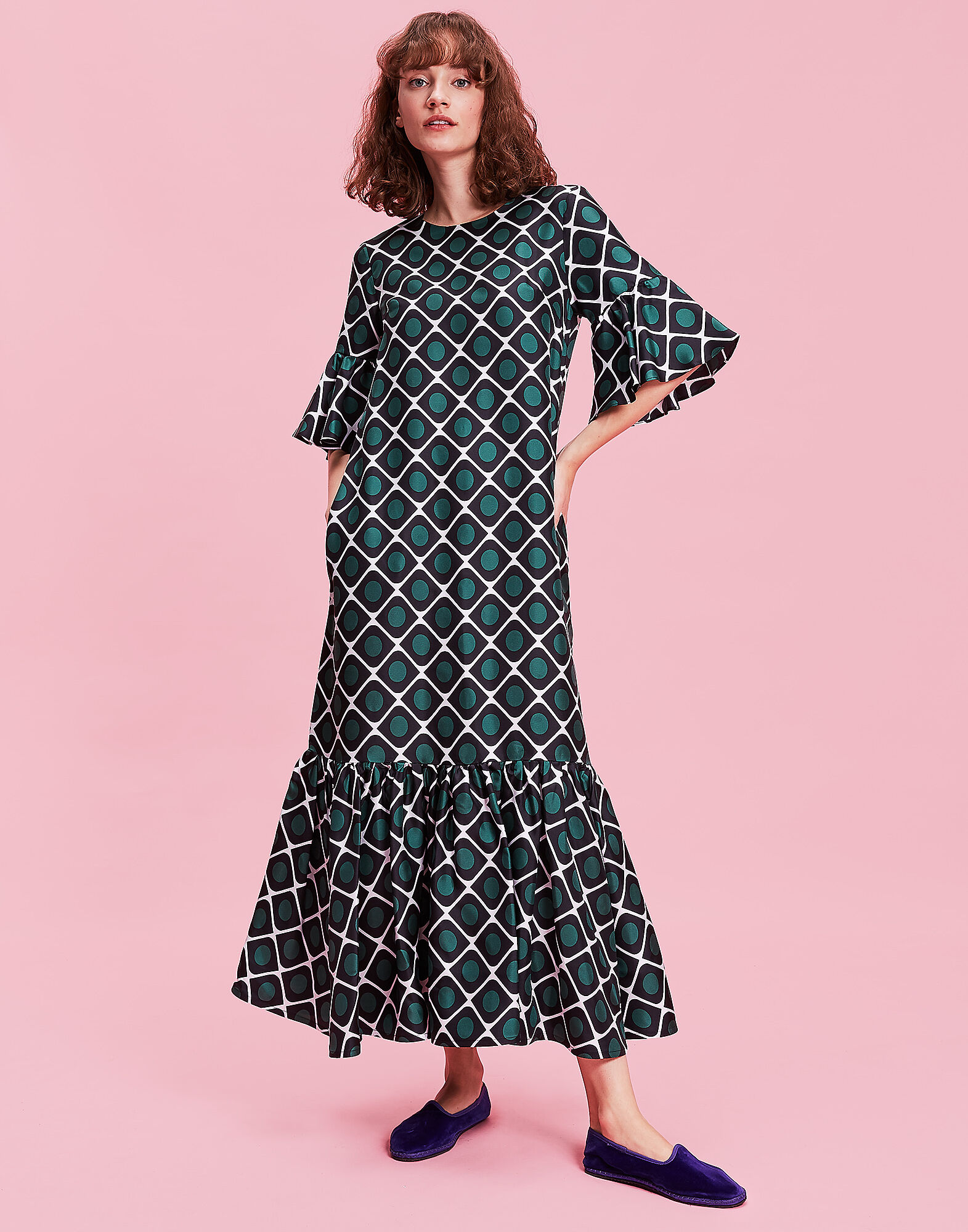 LaDoubleJ Curly Swing Dress Olive DRE0004SIL001OLI0001