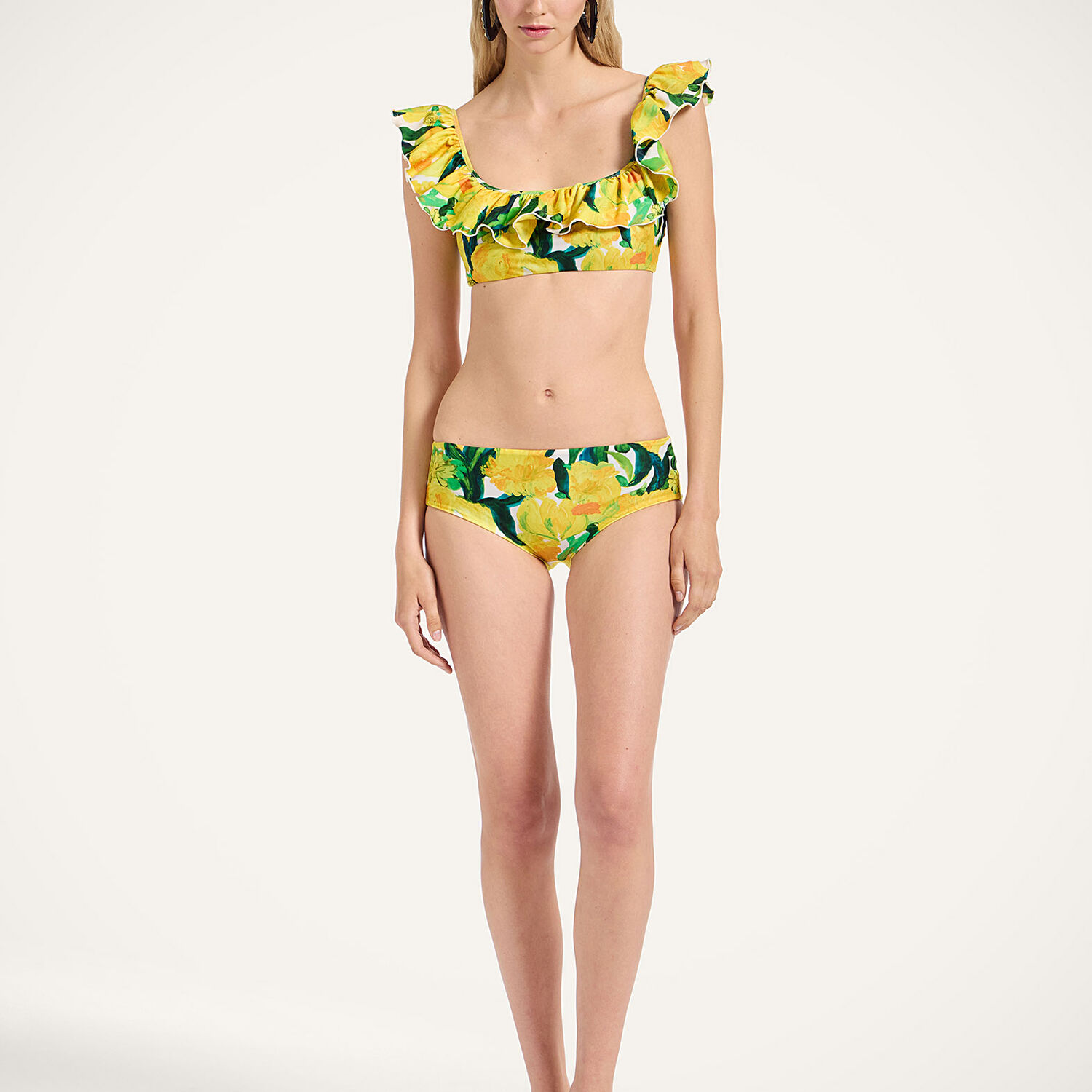 La Doublej Ruffle Bikini Top Zesty Yellow