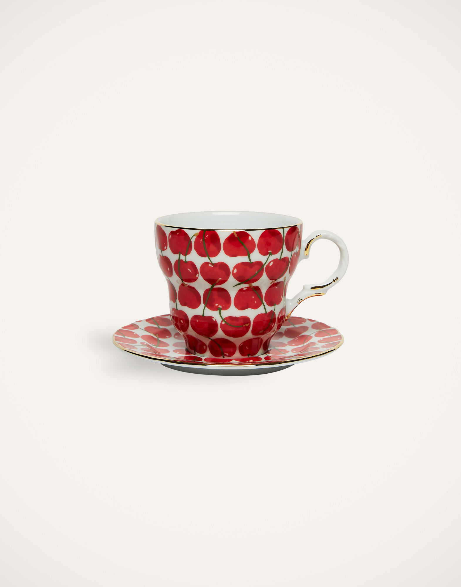La DoubleJ Big Mama Cup And Saucer Cherries Avorio DIS0066CER001CHY0005