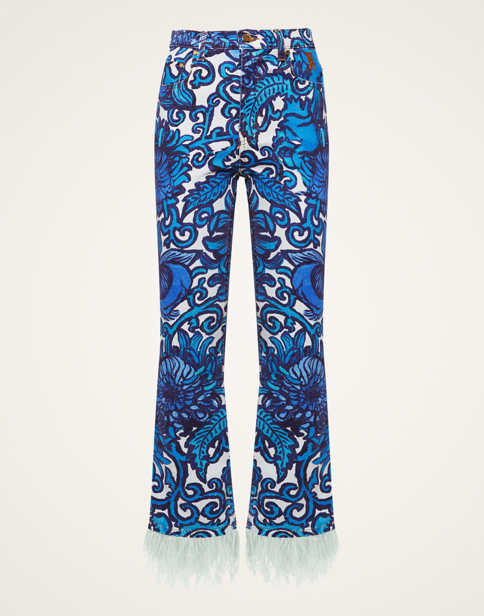 La DoubleJ Fancy Crop Jeans (With Feathers) Anemone TRO0097DEN001ANE01BU03