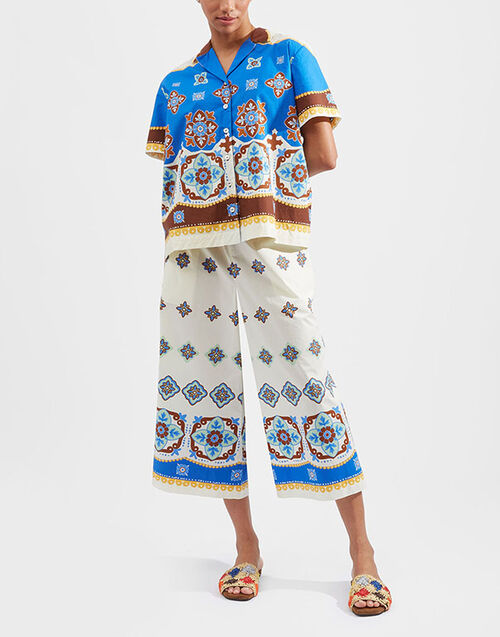 La DoubleJ Cortile Pants Tiles Degrade Placed White TRO0082COT015TIL02WH01