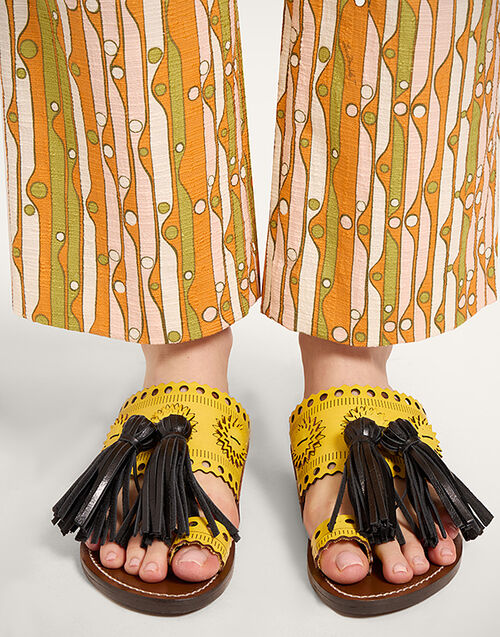 La DoubleJ Sandy Slides Solid Yellow SHO0110LEA014SOLIDYE02