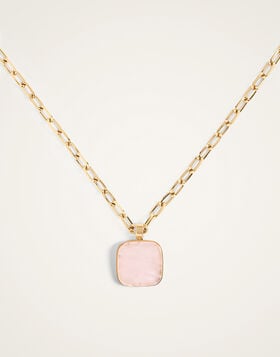 Soul Pendant Necklace La DoubleJ: 24k Gold Plate & Pink Quartz NEC0017BRA003