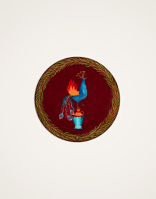 Disk Placemats Set of 2 La DoubleJ: Peacock Brick Red PMT0032CRK001