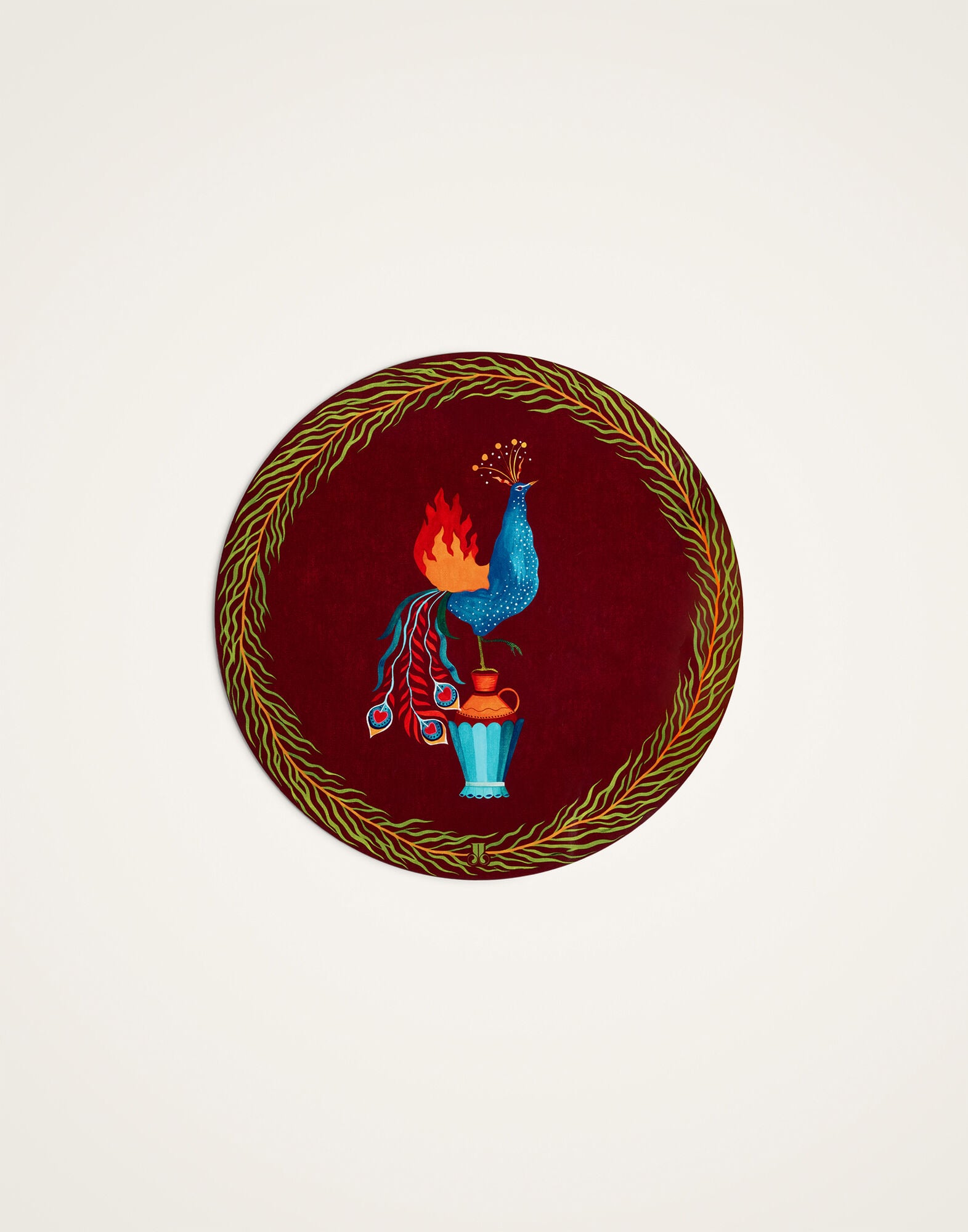 Disk Placemats Set of 2 La DoubleJ: Peacock Brick Red PMT0032CRK001