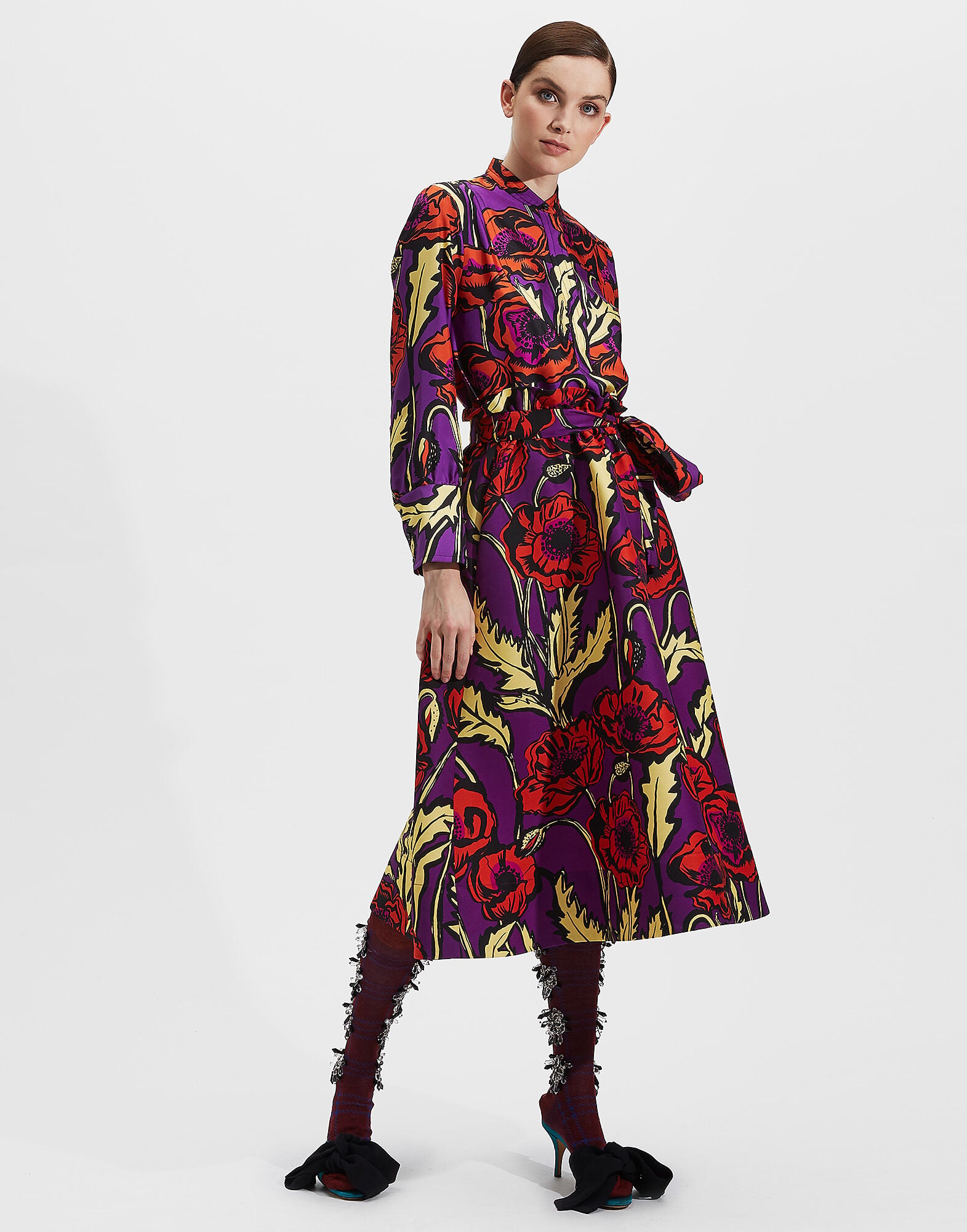 Portofino Shirt LaDoubleJ: Big Blooms Viola SHI0046SIL001