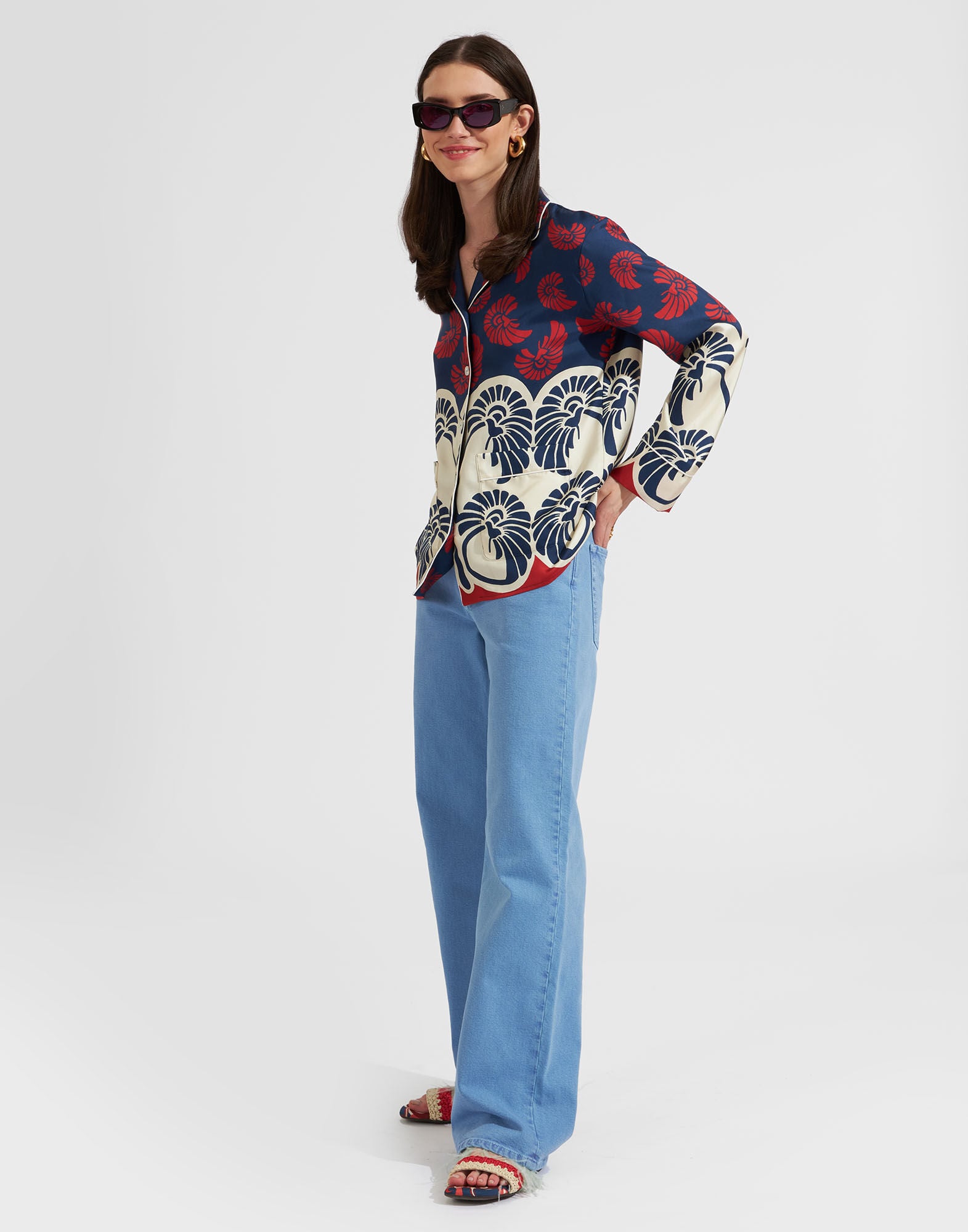 Hammock Shirt La DoubleJ: Palmetto Placée Hammock Shirt La DoubleJ: Palmetto Placée SHI0077SIL001