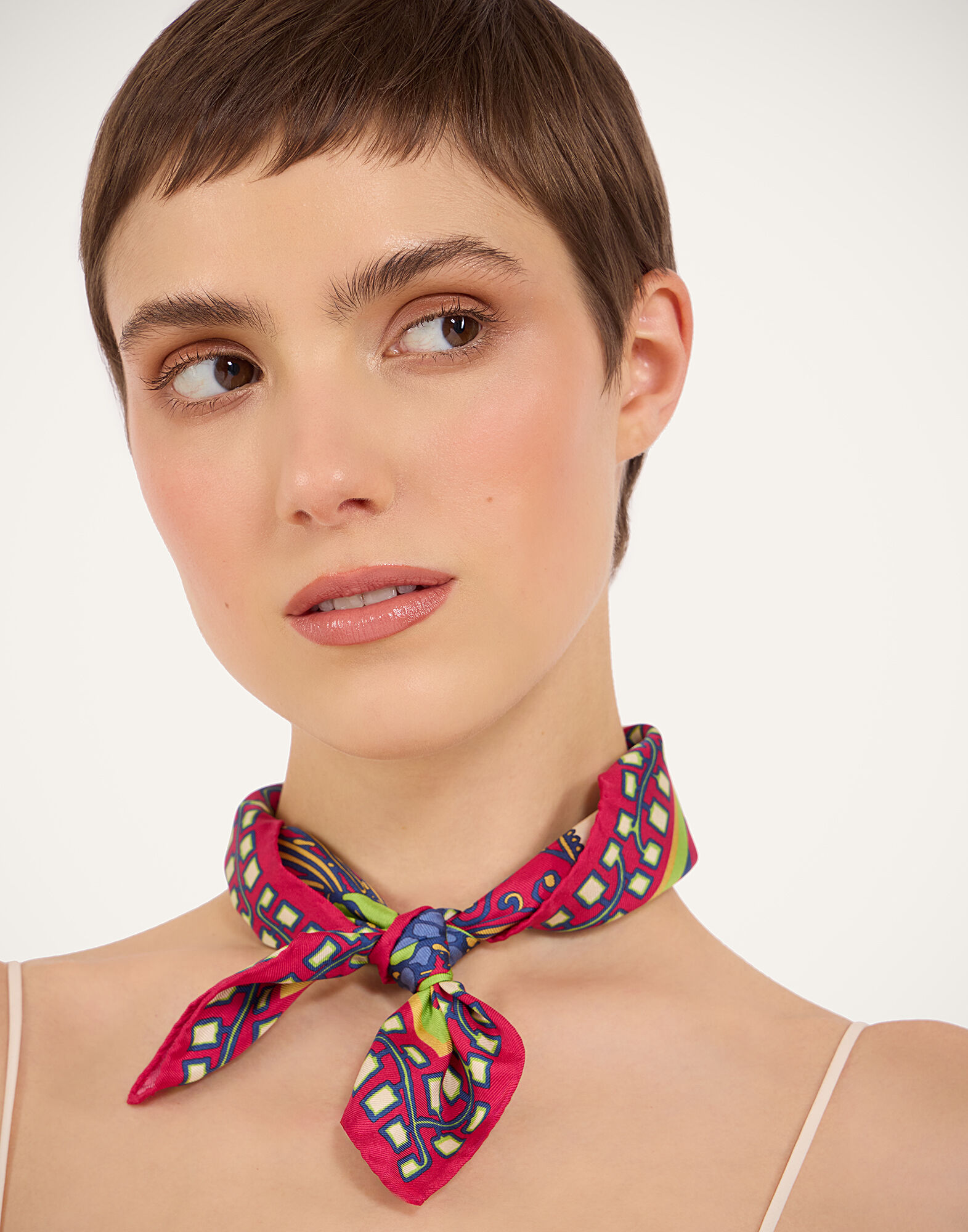 Foulard 45 La DoubleJ: Lemuria Placée Pink SCA0065SIL006