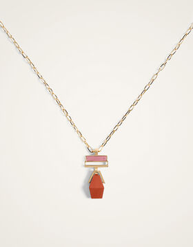 Mini Bridge Portal Necklace La DoubleJ: 24K Gold Plate & Red Jasper NEC0050BRA003