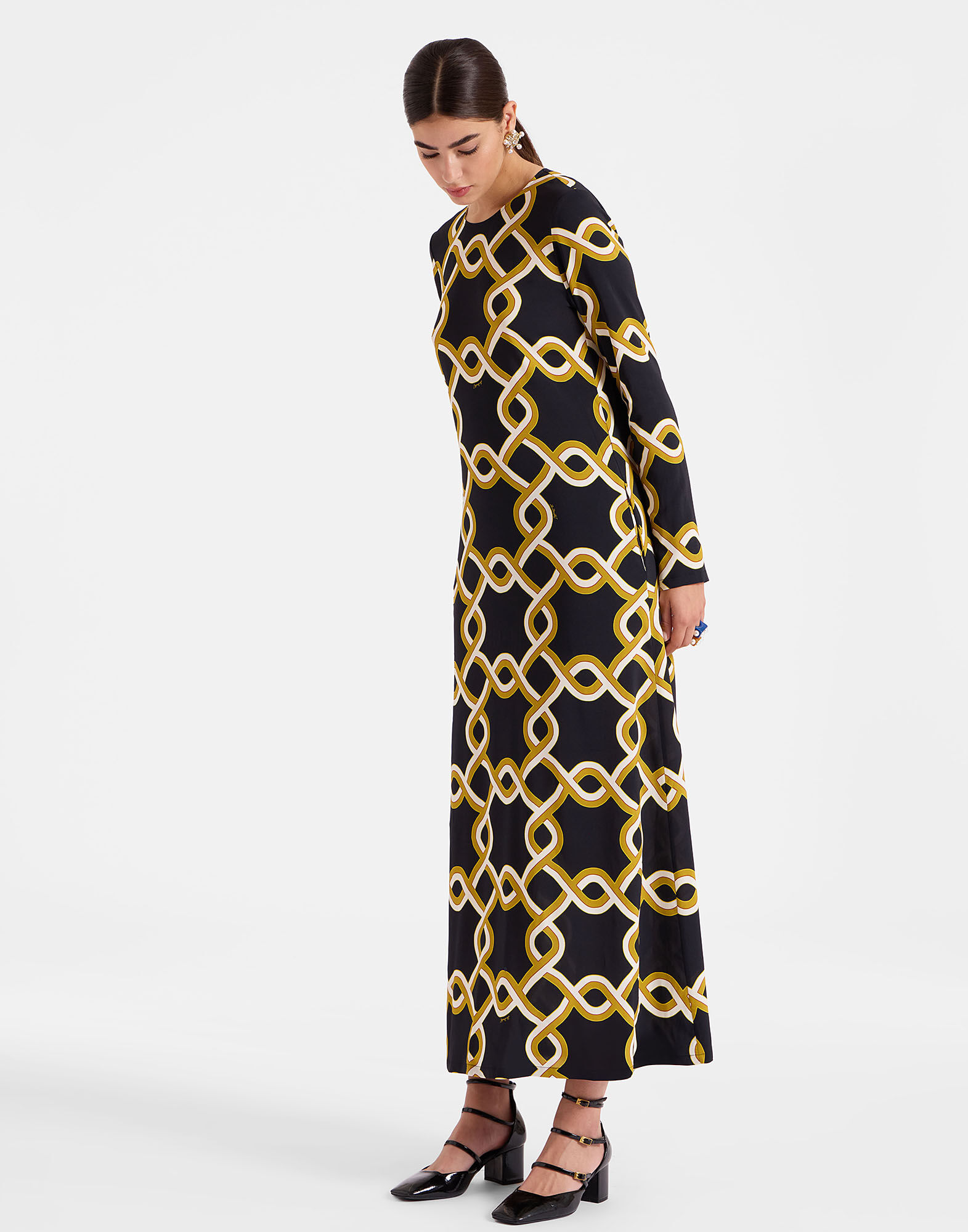 Long Sleeve Swing Dress La DoubleJ: Tackle Black DRE0184VIS001