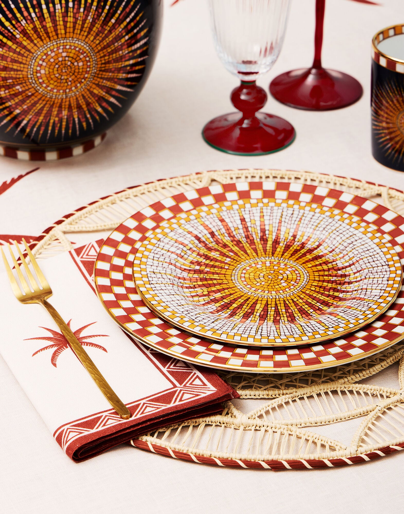 Dessert Plates Set Of 2 La DoubleJ: Sunrays Multicolor Dessert Plates Set Of 2 La DoubleJ: Sunrays Multicolor DES0002CER001