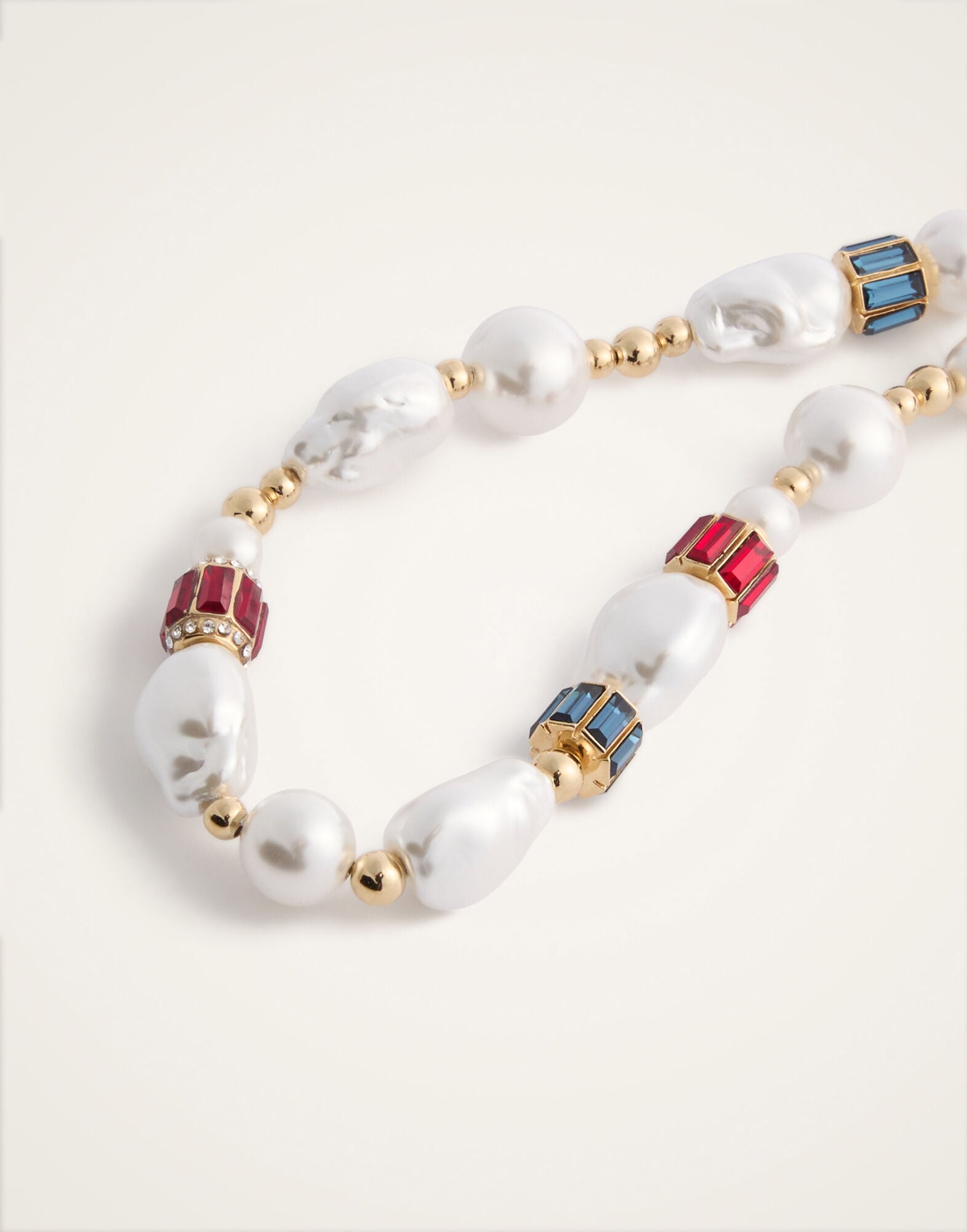 Pearly Necklace La DoubleJ: 24K Gold Plate, Baroque Natural Pearls and Glass Crystals Pearly Necklace La DoubleJ: 24K Gold Plate, Baroque Natural Pearls and Glass Crystals NEC0073BRA013