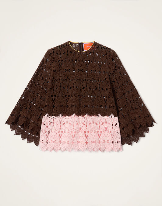 Lacey Make An Exit Top La DoubleJ: Color Block Chocolate & Pink Lacey Make An Exit Top La DoubleJ: Color Block Chocolate & Pink TOP0216LAC014