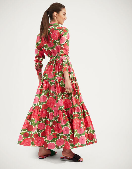 Bellini Dress La DoubleJ: Pink Dahlias DRE0016COT001