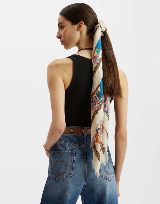 Foulard 120 La DoubleJ: Eve Ecru SCA0049WOL017