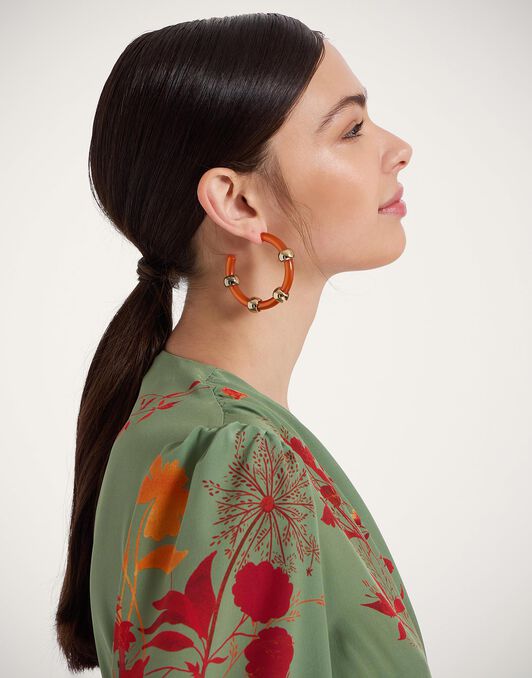 Studded Hoops La DoubleJ: Solid Orange Studded Hoops La DoubleJ: Solid Orange EAR0049POL014