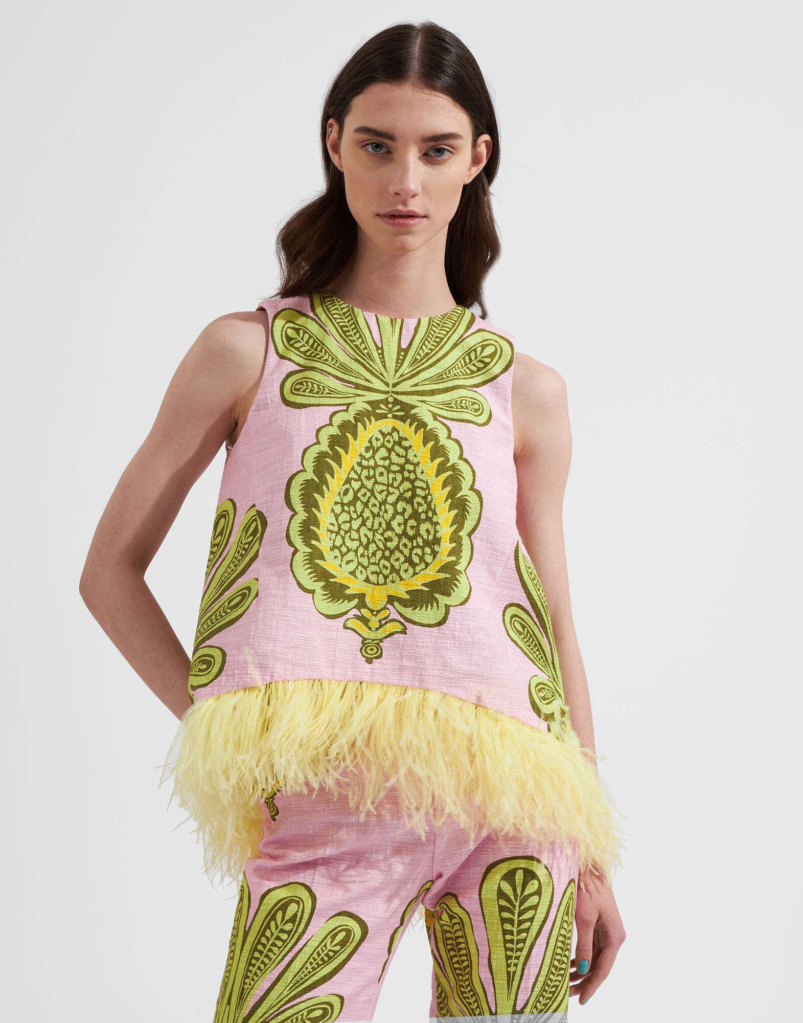 La Scala Top (With Feathers) La DoubleJ: Big Pineapple Pink La Scala Top (With Feathers) La DoubleJ: Big Pineapple Pink TOP0013COT005