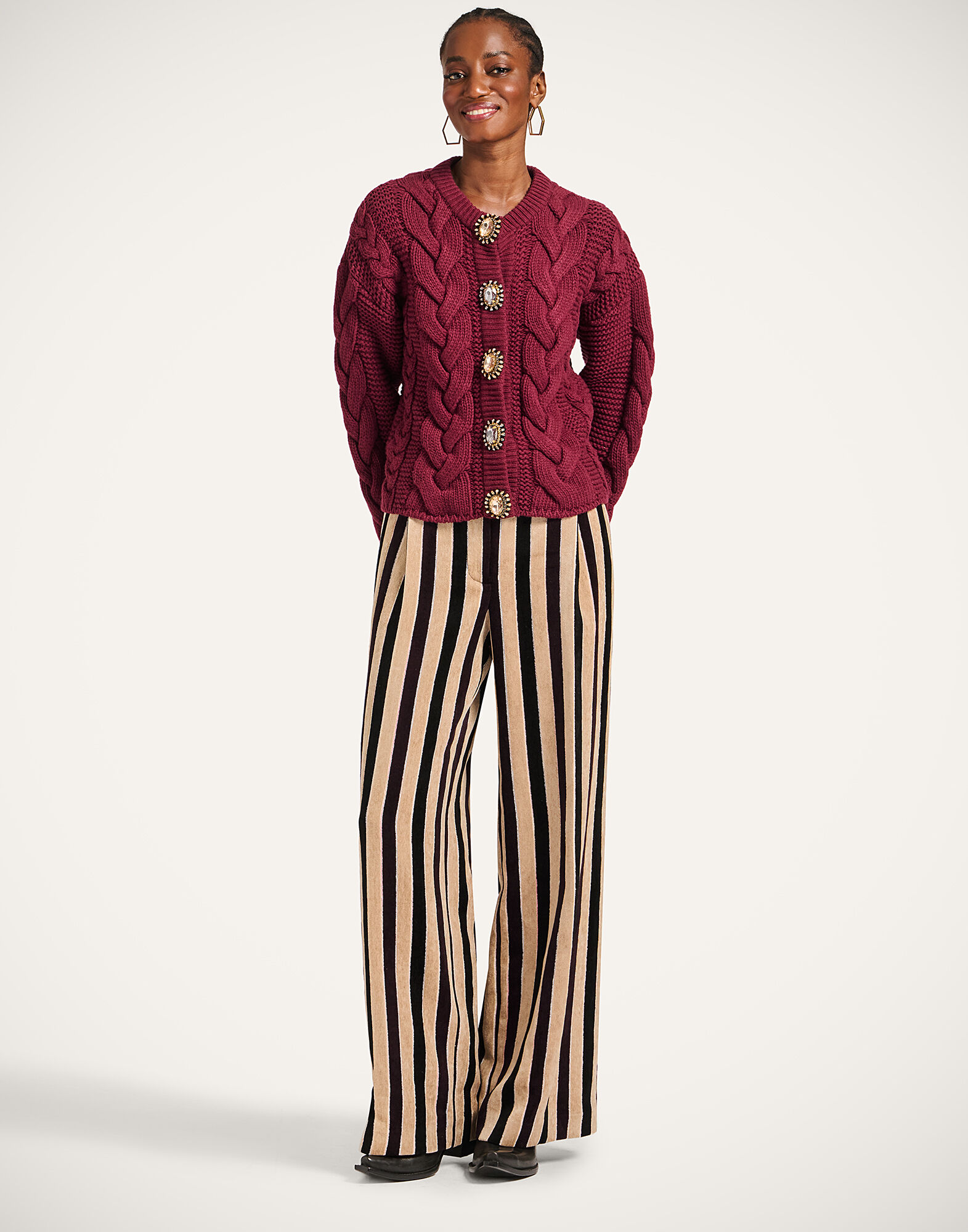 Portrait Cardigan La DoubleJ: Solid Burgundy PUL0211KNI120
