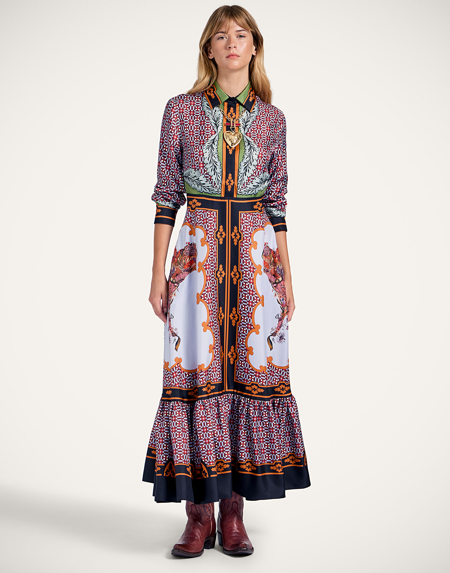 Long Sleeves San Pietro Dress La DoubleJ: Mariposa Placée Celeste Long Sleeves San Pietro Dress La DoubleJ: Mariposa Placée Celeste DRE0969SIL006