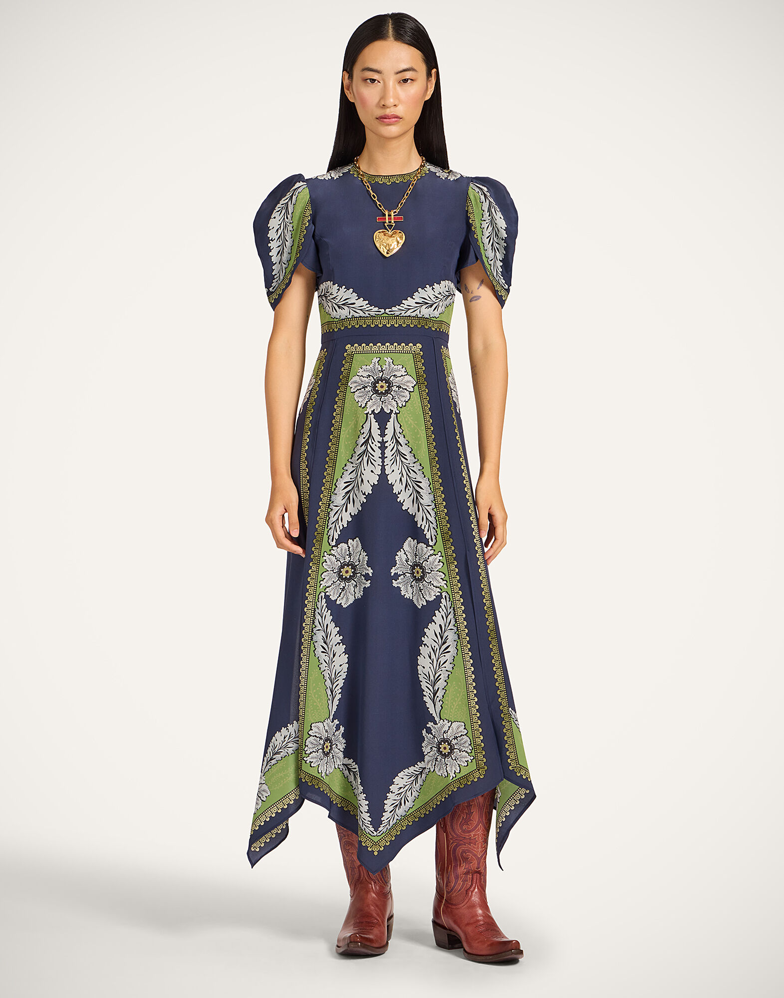 Cherie Scarf Dress La DoubleJ: Bounty Placée Navy DRE0936CRE002