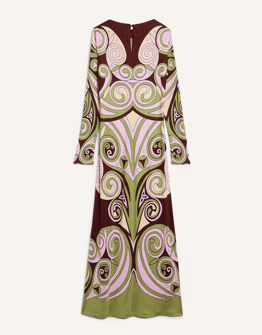 Slinky Swing Dress La DoubleJ: Kells Swirl Placée Burgundy DRE1141JER082