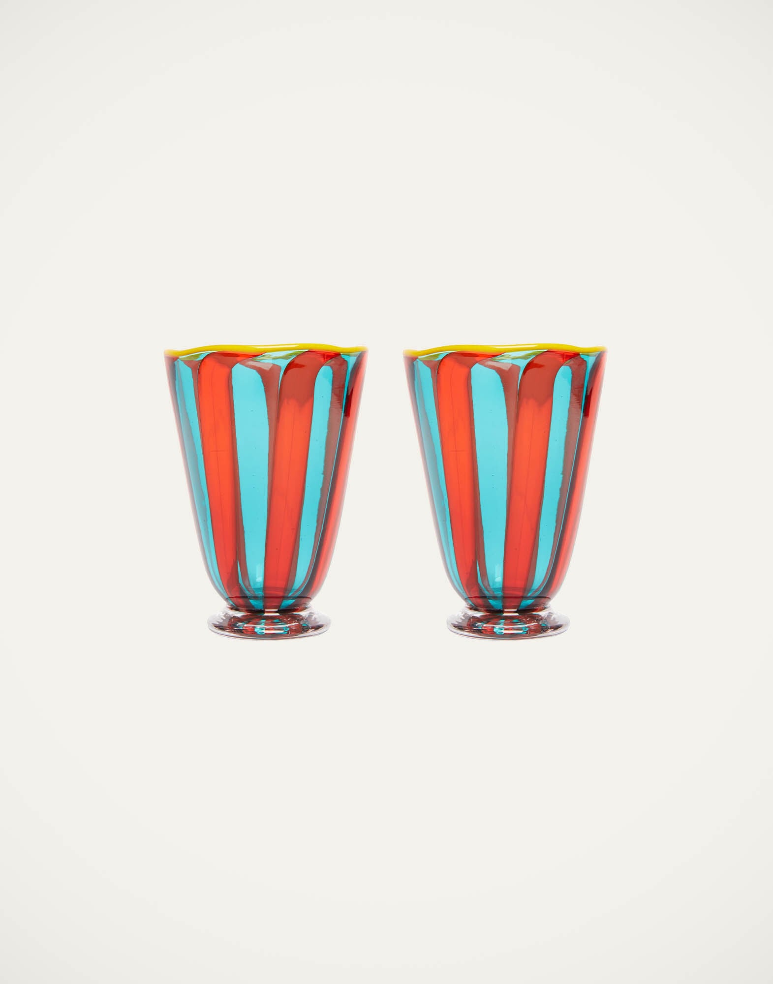 Rainbow Glasses Set Of 2 (Ridged) La DoubleJ: Red/Blue Rainbow Glasses Set Of 2 (Ridged) La DoubleJ: Red/Blue GLA0023MUR001