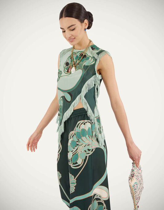Scarf Top La DoubleJ: Blooming Tulip Placée Mint Scarf Top La DoubleJ: Blooming Tulip Placée Mint TOP0160SIL009