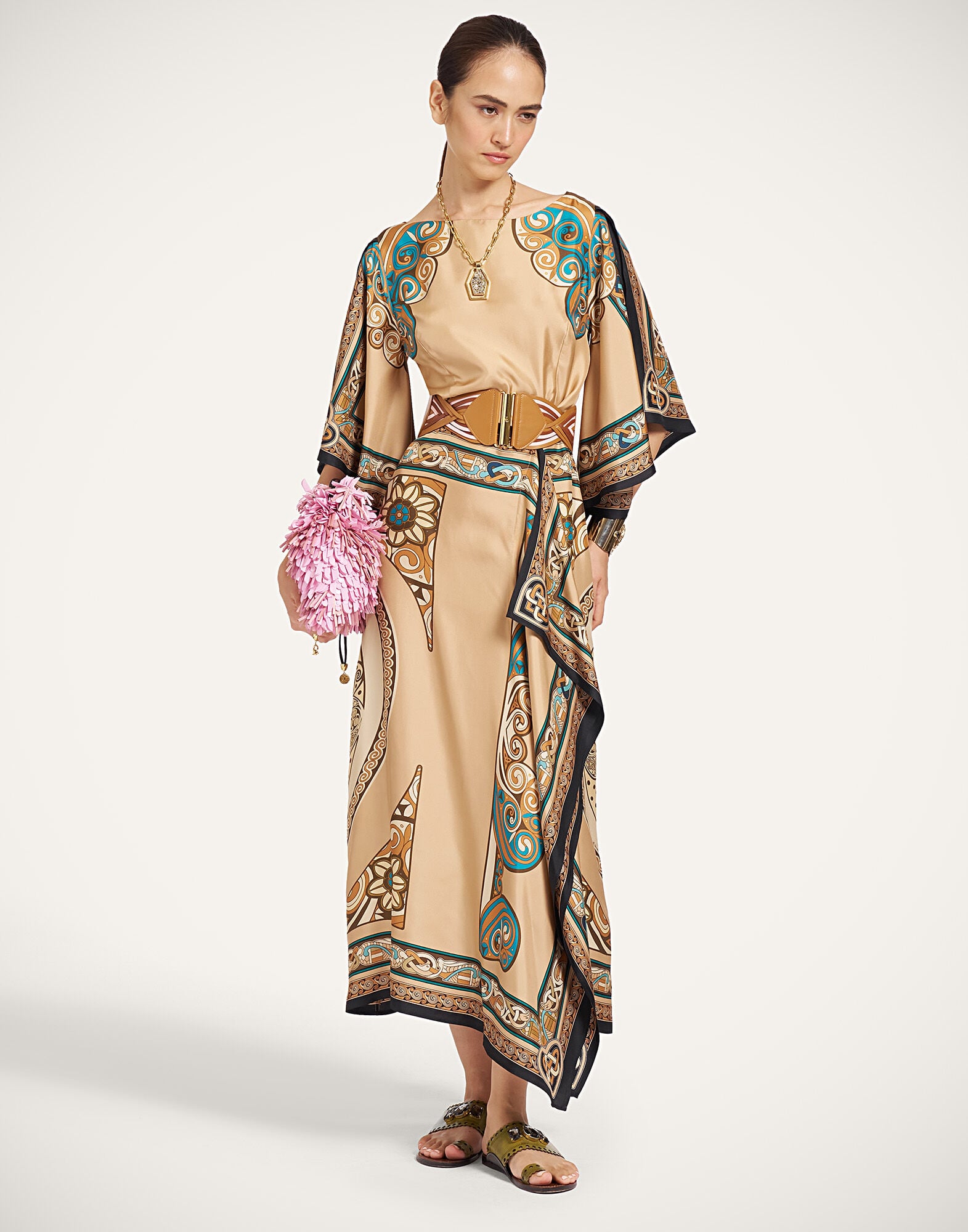 Foulard Dress La DoubleJ: Kells Placée Camel Foulard Dress La DoubleJ: Kells Placée Camel DRE1127SIL029